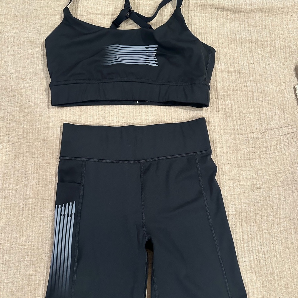 Savage X Fenty Black Athletic Shorts and Sports Bra Set